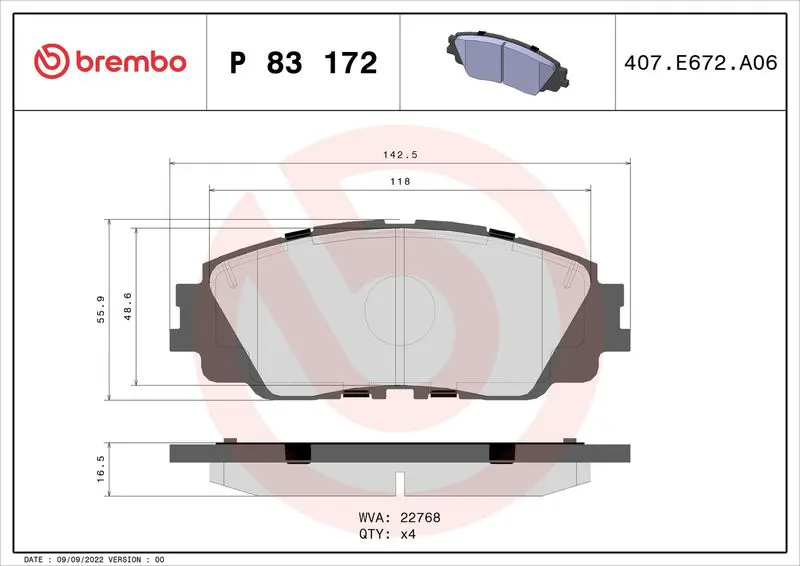 Brembo P83172 Колодки тормозные дисковые