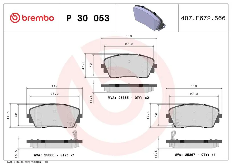 P 30 053 Колодки тормозные, комплект
