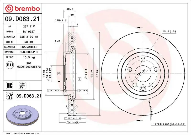 09.D063.21 Диск тормозной Brembo