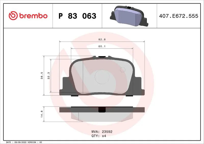 Brembo P83063 Колодки тормозные дисковые зад