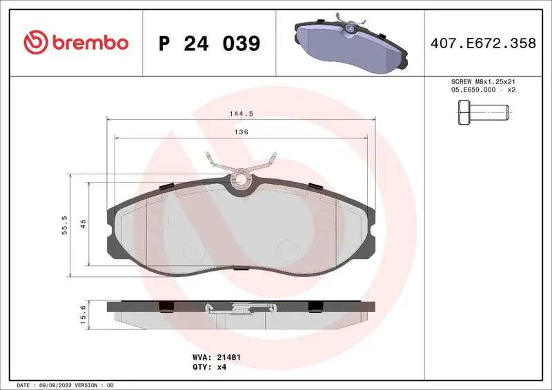 Brembo P24039 Колодки тормозные передние