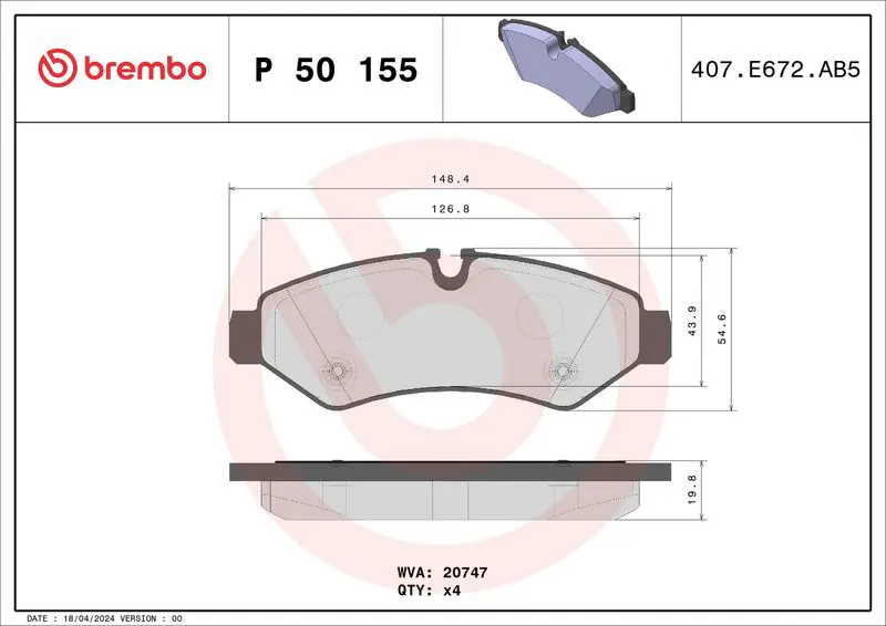 Brembo P50155 КОЛОДКИ ТОРМОЗНЫЕ ЗАДНИЕ