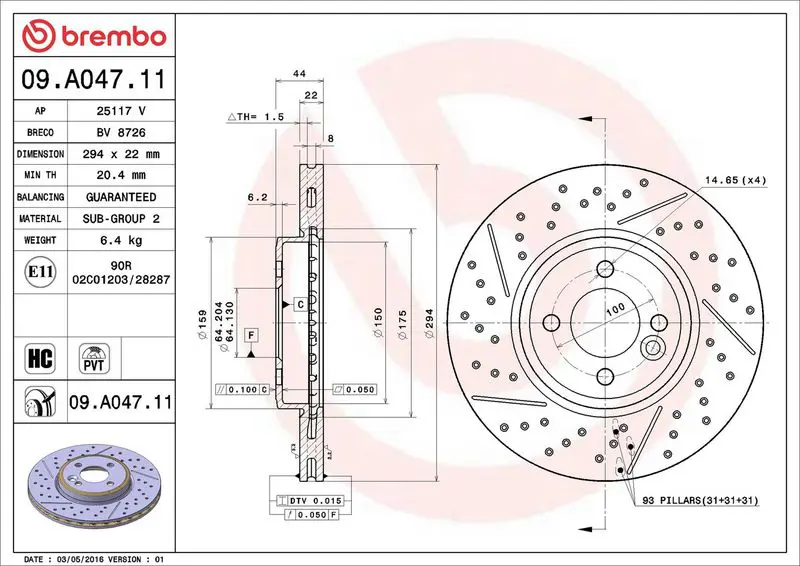 09.A047.11 Диск тормозной UV Coated |