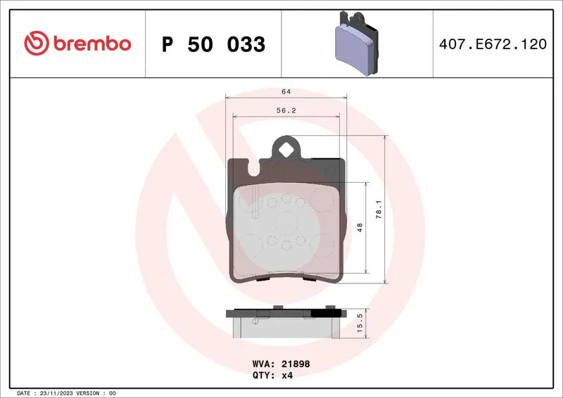 Brembo P50033 Колодки тормозные дисковые