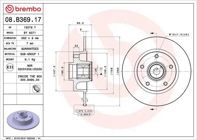 08.B369.17 Диск тормозной (с подшипником)