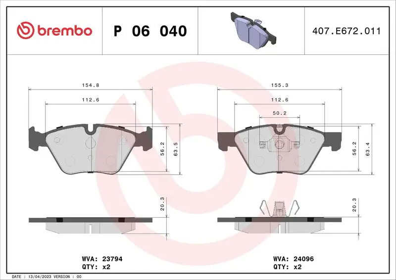 BREMBO P06040X Колодки тормозные дисковые,