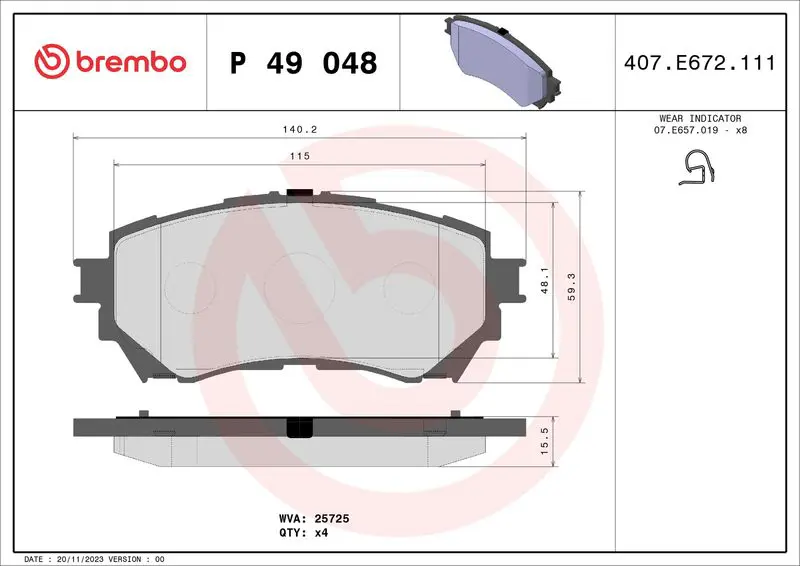 P 49 048 Колодки тормозные P49048