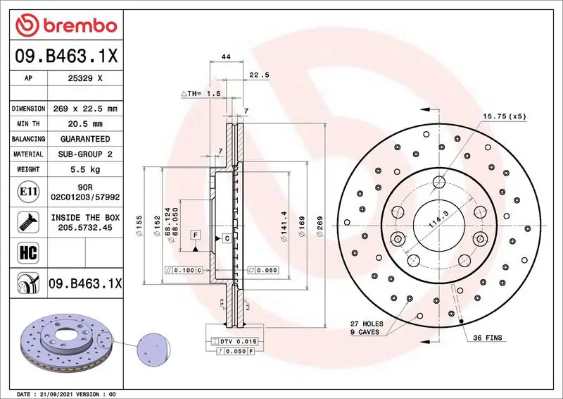 09.B463.1X Тормозной диск