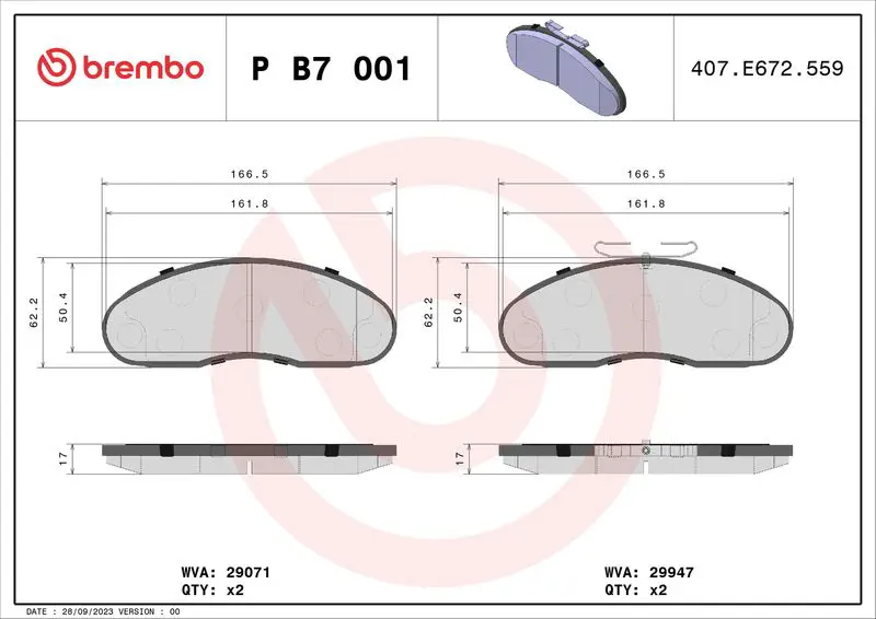 PB7001 Brake Pad