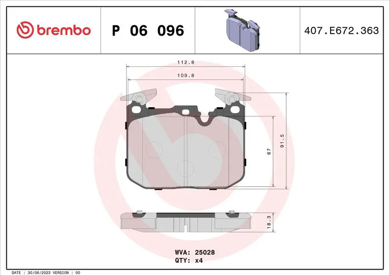 P 06 096X Колодки тормозные дисковые