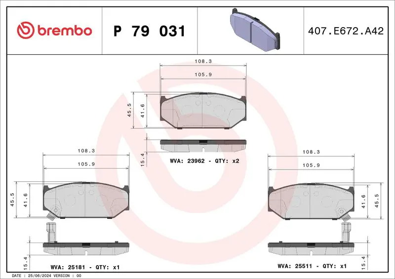 P 79 031 Комплект тормозных колодок