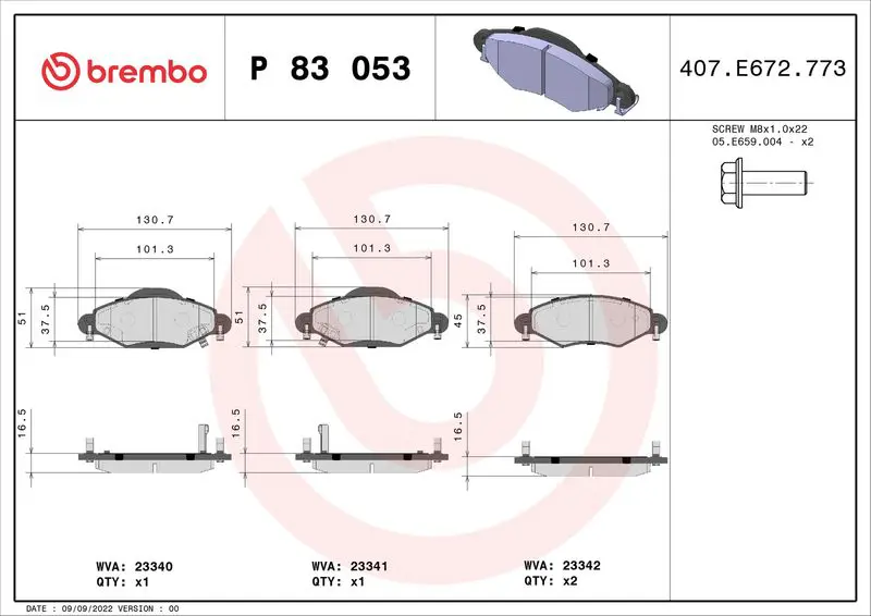 P 83 053 Колодки тормозные дисковые 