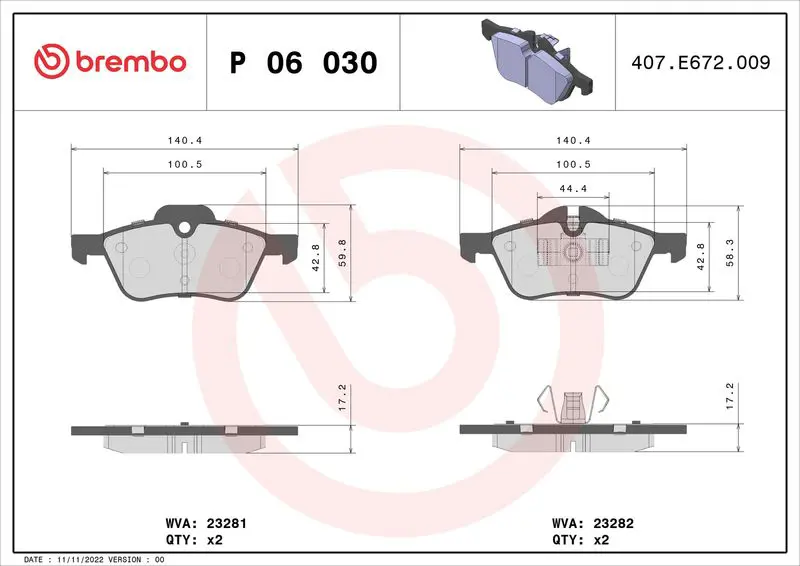 Brembo P06030 Колодки тормозные дисковые