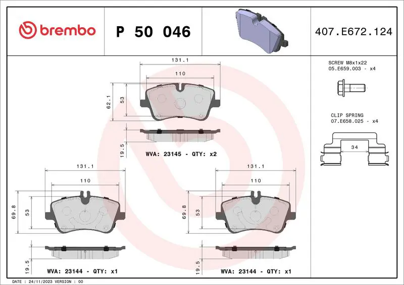 P 50 046 Колодки тормозные передние