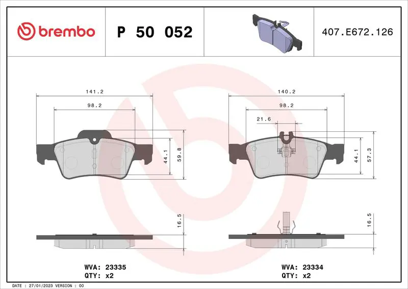 Brembo P50052 Колодки тормозные P50052