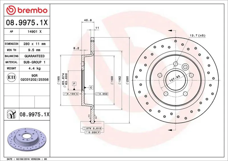 Brembo 0899751X 0899751X диск тормозной