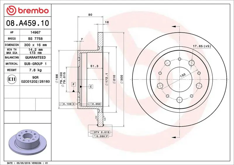 BREMBO 08A45910 Тормозной диск