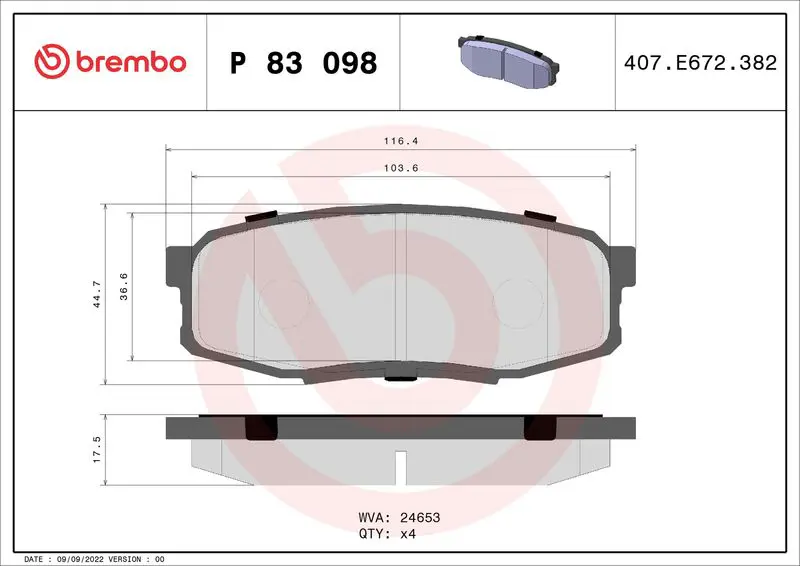 BREMBO P83098X КОЛОДКИ ТОРМОЗНЫЕ ДИСКОВЫЕ