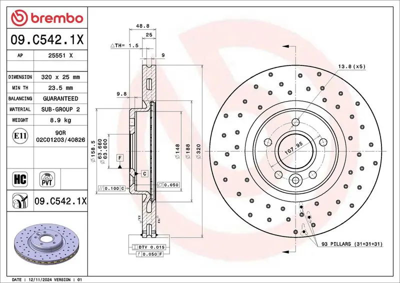 Brembo 09C5421X Диск тормозной перед. FORD