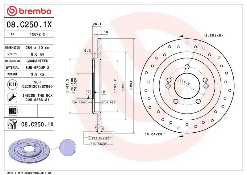 08.C250.1X Тормозной диск