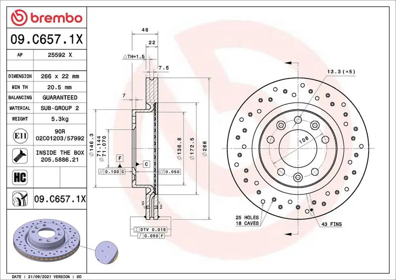 09.C657.1X Тормозной диск