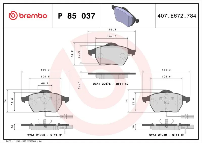 P 85 037X Комплект тормозных колодок,