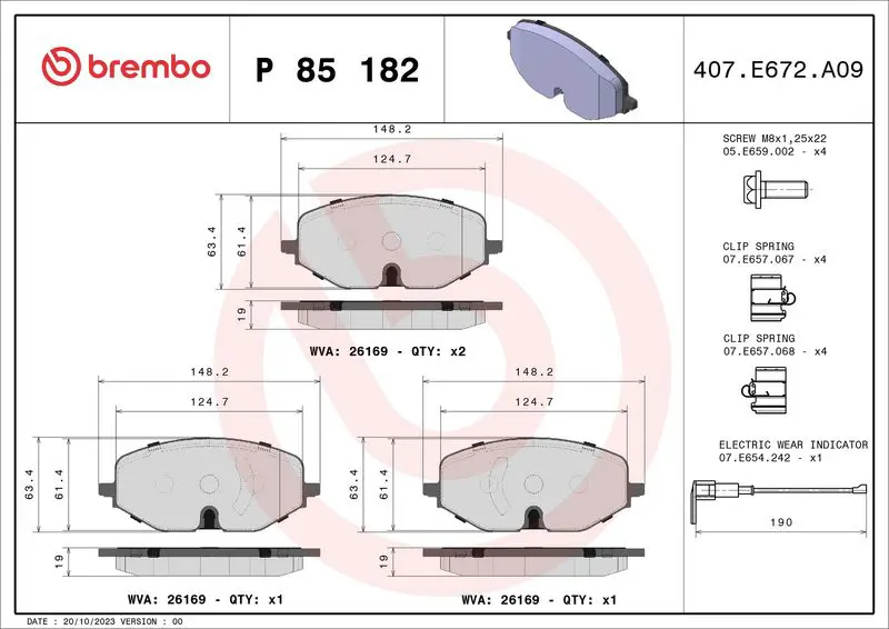 BREMBO P85182X Комплект тормозных колодок,