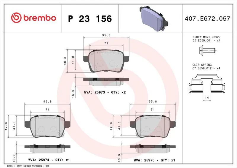 P 23 156 Колодки тормозные дисковые