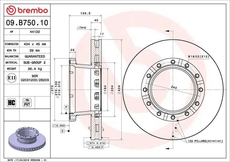 09.B750.10 Brake Disc