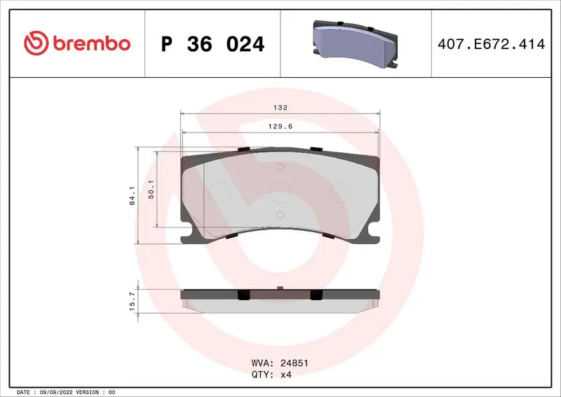 BREMBO P36024 Комплект тормозных колодок
