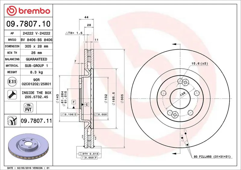 Brembo 09780711 ДИСК ТОРМОЗНОЙ RENAULT