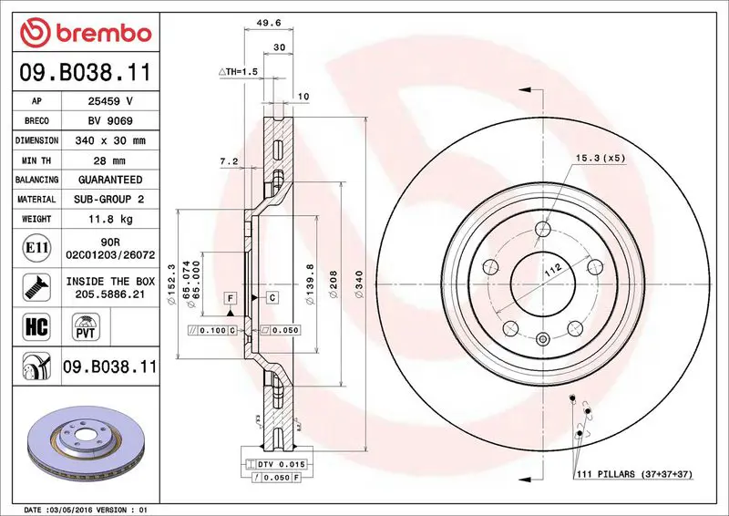 09.B038.11 09.B038.11 диск тормозной