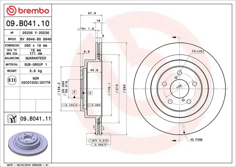 09.B041.11 ( 09.B041.11 ) Тормозной диск