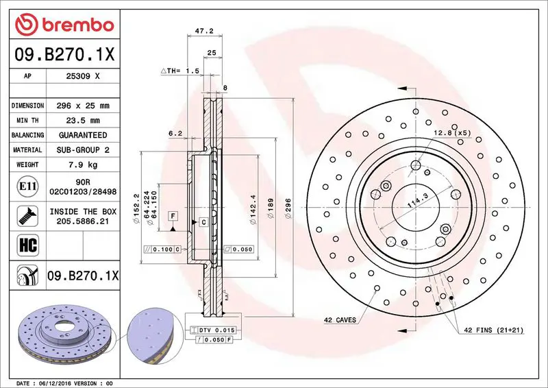 09.B270.1X Диск тормозной