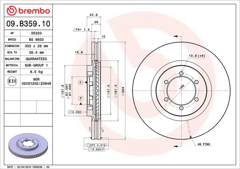 Brembo 09B35910 Диск тормозной HYUNDAI: