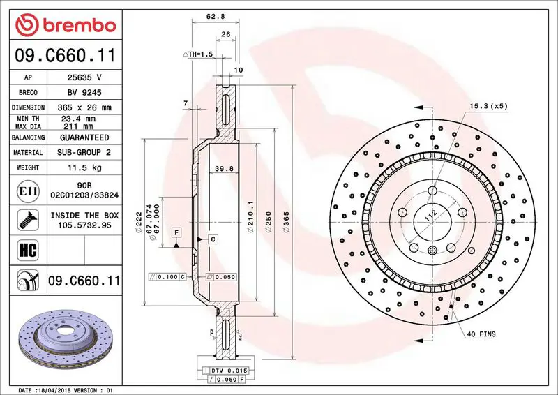 09.C660.11 Диск тормозной задн