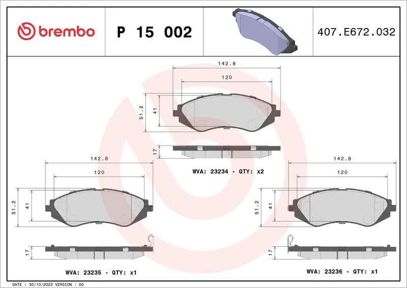 Brembo P15002 Колодки тормозные P15002