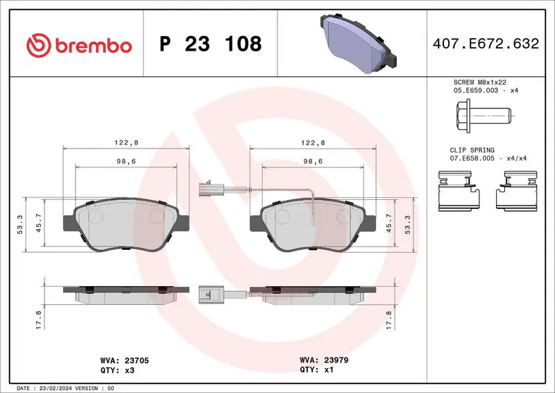 Brembo P23108 P23108 Тормозная колодка