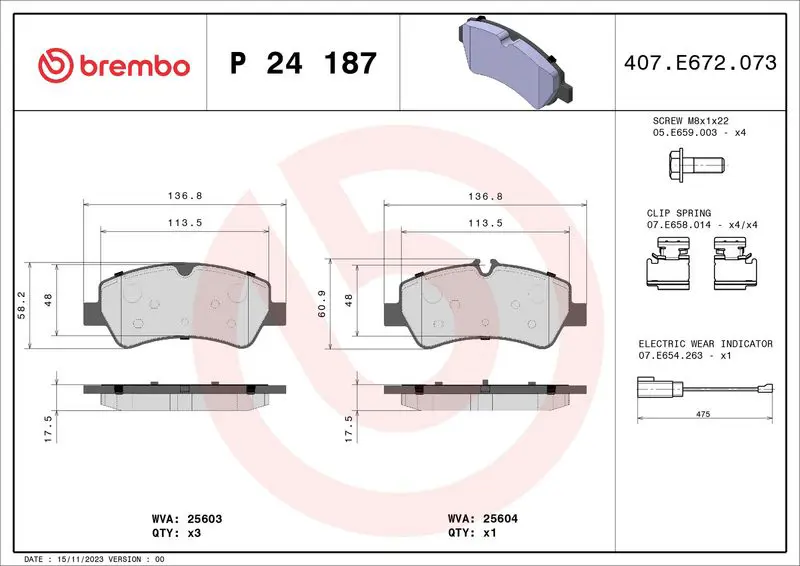 P 24 187 Колодки тормозные FORD TRANSIT