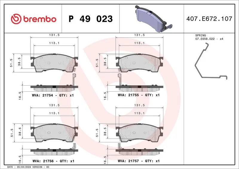 Brembo P49023 Комплект тормозных колодок