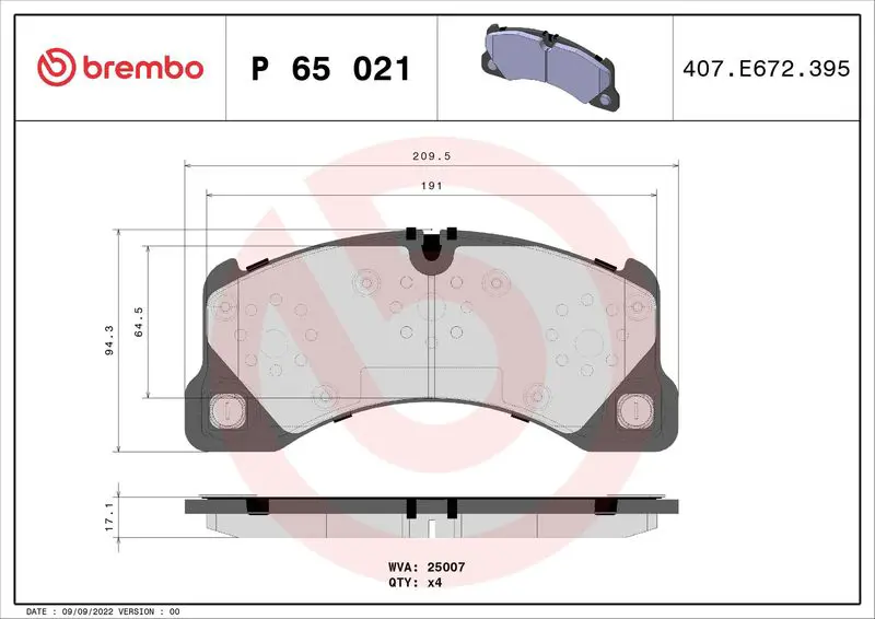 Brembo P65021 Колодки VW TOUAREG (7P5) 01