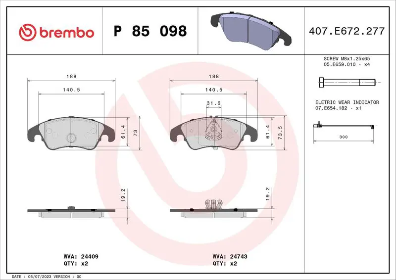 P 85 098X Колодки тормозные дисковые