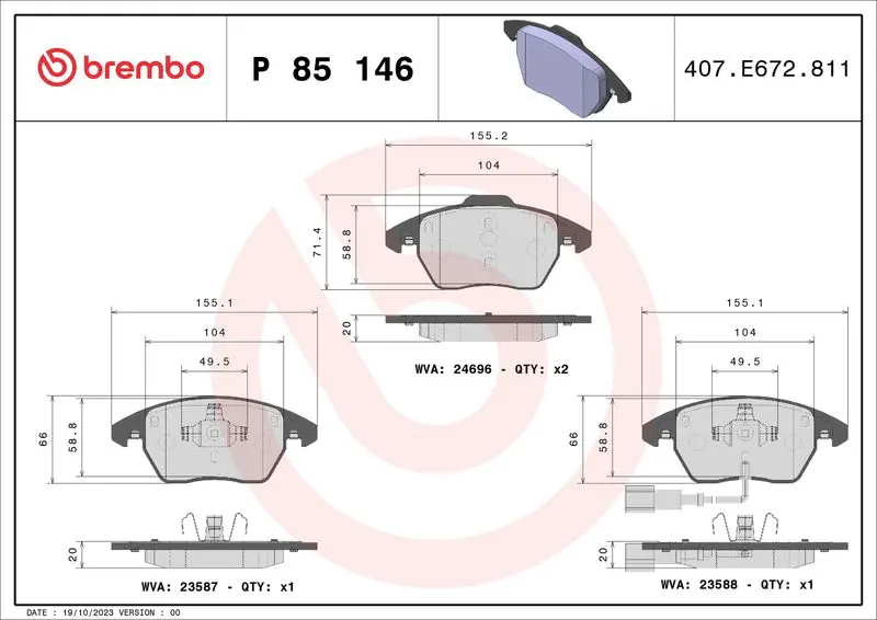 Brembo P85146 Колодки тормозные P85146