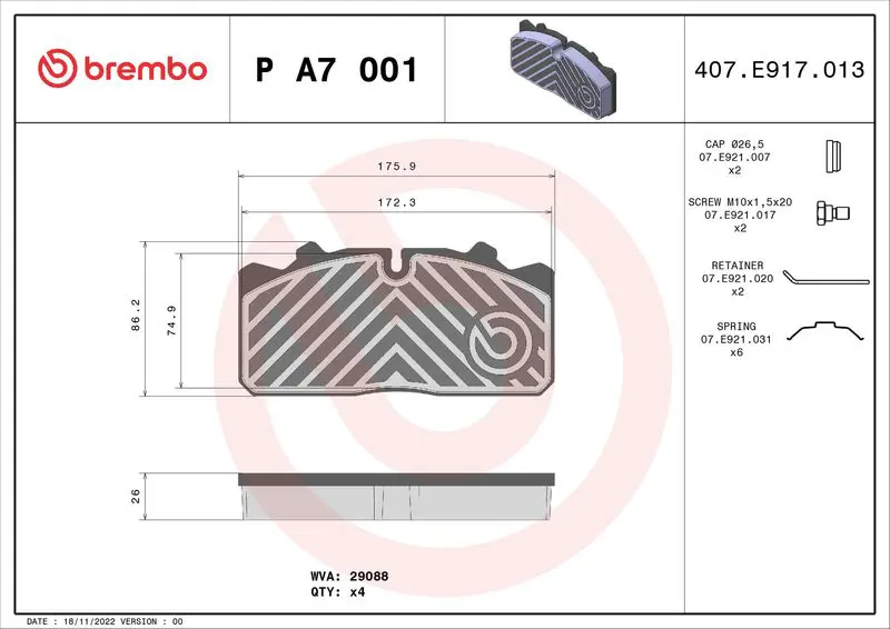  CV Brake Pad