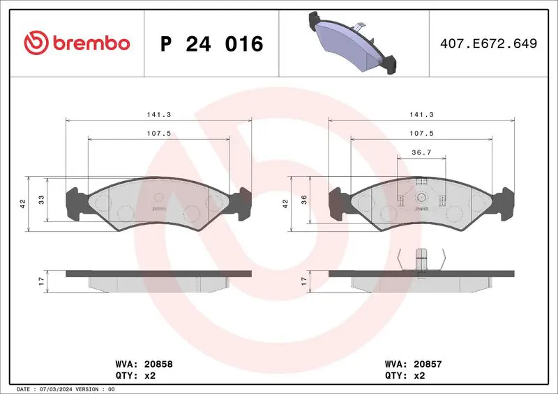 P24016 Brake Pad