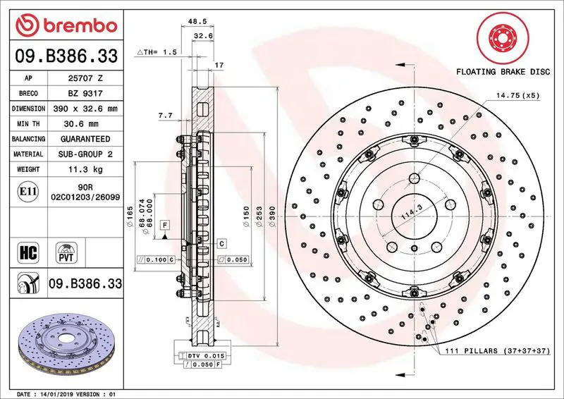09.B386.33 Диск тормозной передний NISSAN