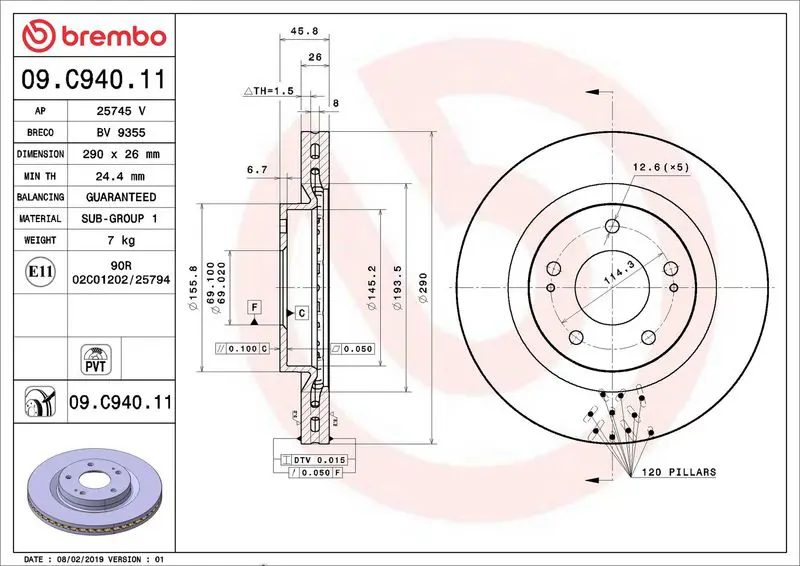 09.C940.11 ДИСК ТОРМОЗНОЙ MITSUBISHI