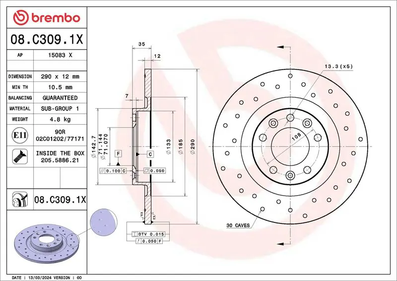 08.C309.1X Brake Disc