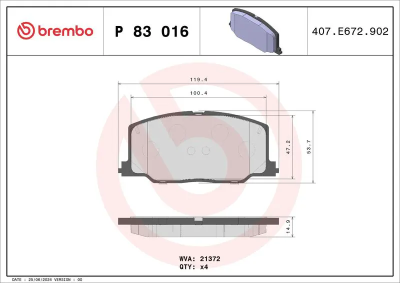 P83016 Brake Pad