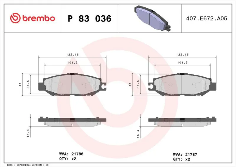 BREMBO P83036 Комплект тормозных колодок